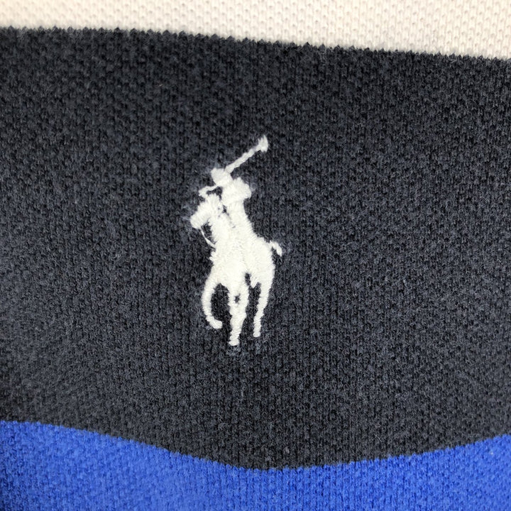 Ralph Lauren POLO by Ralph Lauren Multi-border short sleeve striped polo shirt Men's M size cotton navy blue type Vintage Second Hand