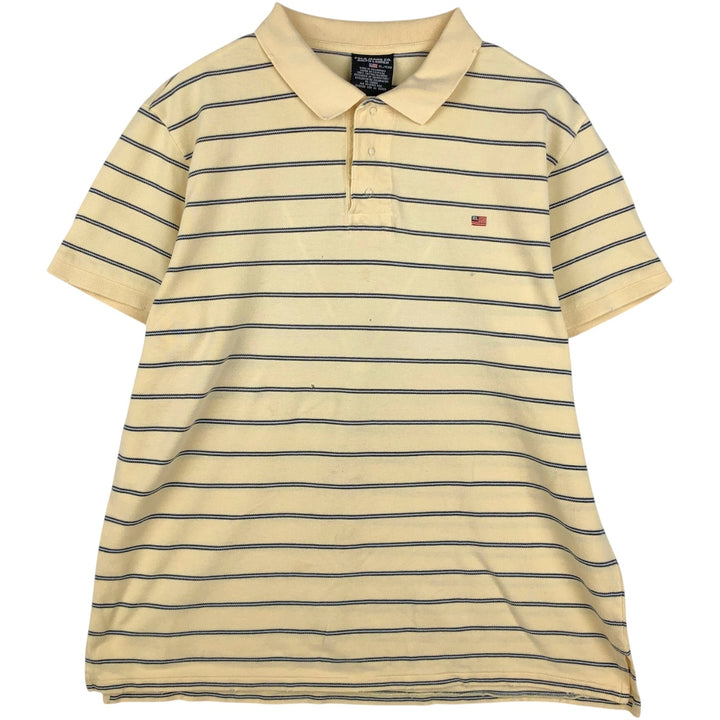2000'S Ralph Lauren POLO JEANS COMPANY Short-Sleeve Striped Polo Shirt, Men's Size XL (approx.) cotton yellow type Vintage Second Hand