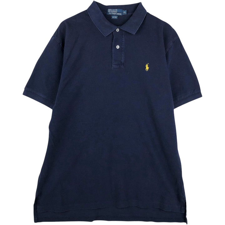 Ralph Lauren POLO by Ralph Lauren short sleeve polo shirt, men's XL size cotton navy blue type Vintage Second Hand