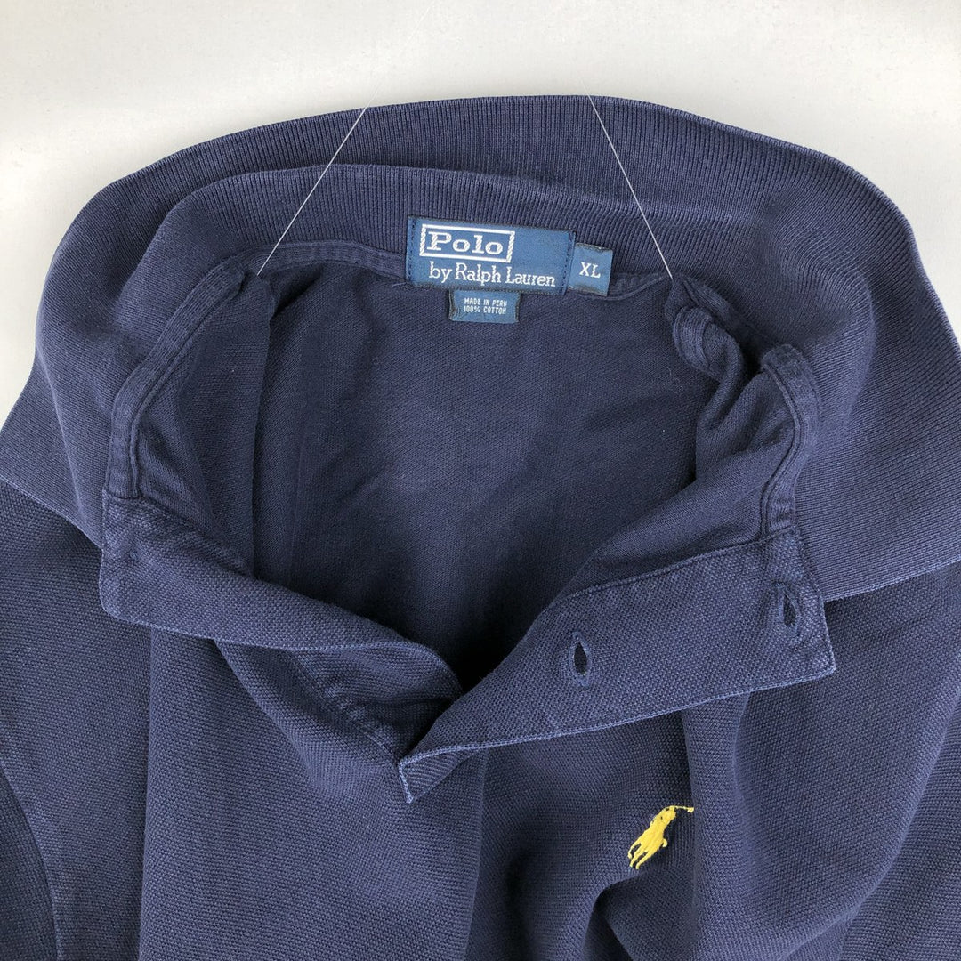 Ralph Lauren POLO by Ralph Lauren short sleeve polo shirt, men's XL size cotton navy blue type Vintage Second Hand