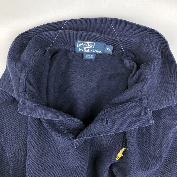 Ralph Lauren POLO by Ralph Lauren short sleeve polo shirt, men's XL size cotton navy blue type Vintage Second Hand