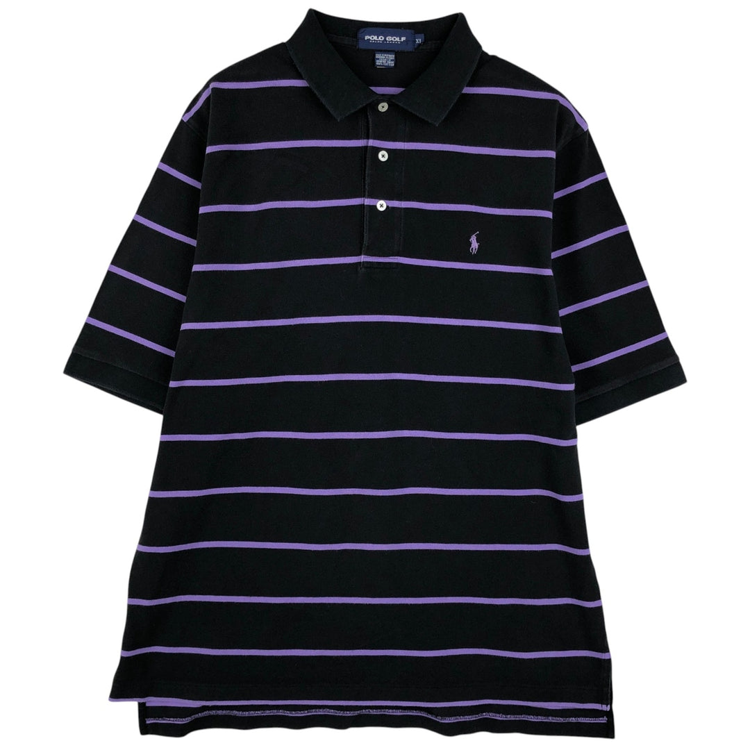 Ralph Lauren POLO GOLF Short Sleeve Striped Polo Shirt Men's XL cotton black type Vintage Second Hand