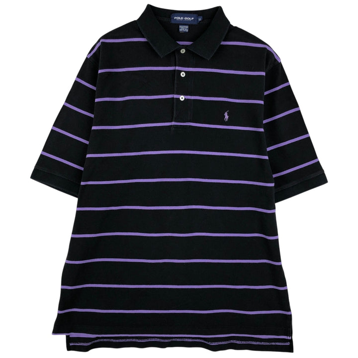 Ralph Lauren POLO GOLF Short Sleeve Striped Polo Shirt Men's XL cotton black type Vintage Second Hand