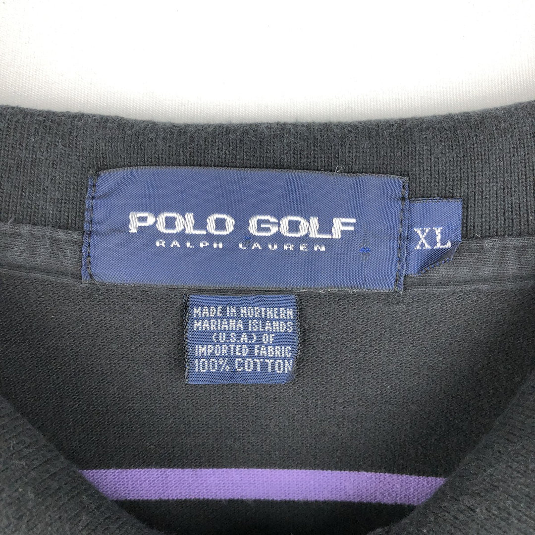 Ralph Lauren POLO GOLF Short Sleeve Striped Polo Shirt Men's XL cotton black type Vintage Second Hand