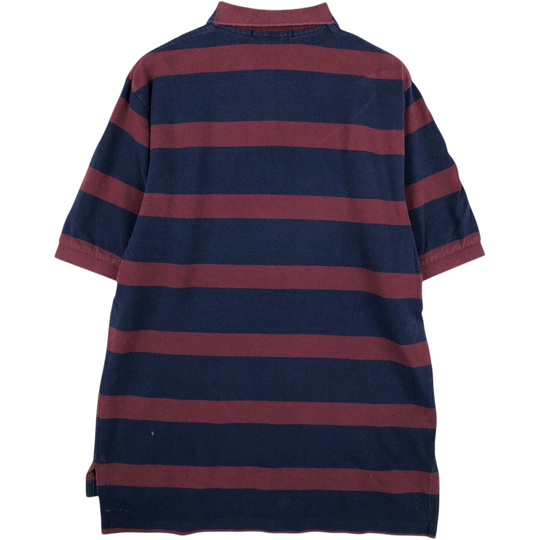 Ralph Lauren POLO GOLF Short Sleeve Striped Polo Shirt Men's Size L cotton burgundy type Vintage Second Hand