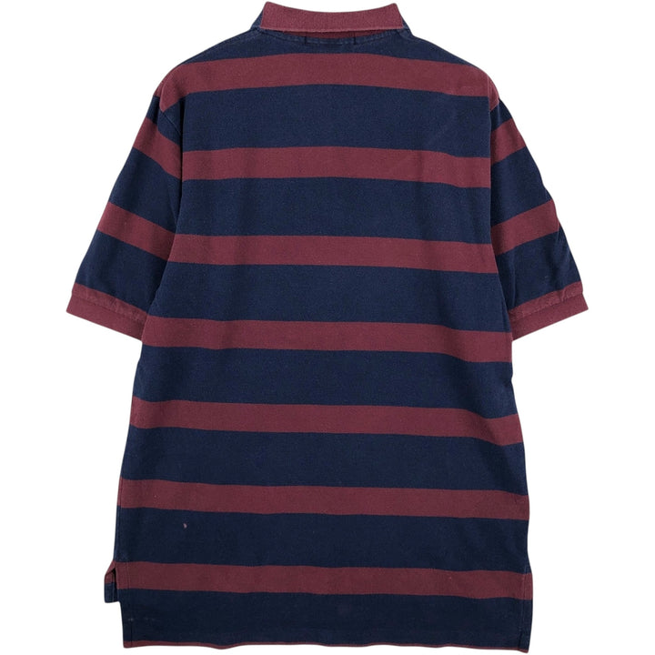 Ralph Lauren POLO GOLF Short Sleeve Striped Polo Shirt Men's Size L cotton burgundy type Vintage Second Hand