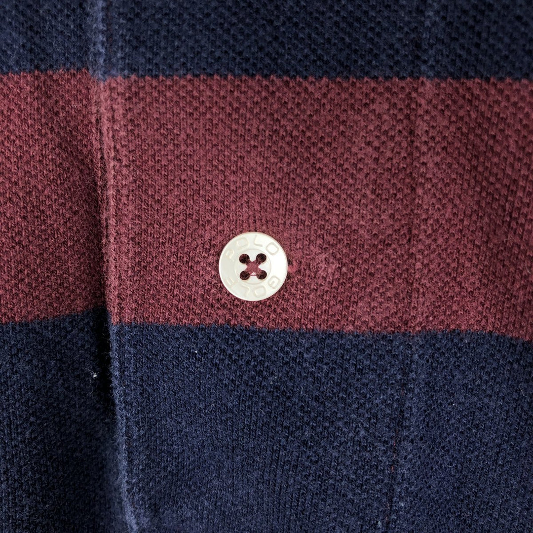Ralph Lauren POLO GOLF Short Sleeve Striped Polo Shirt Men's Size L cotton burgundy type Vintage Second Hand