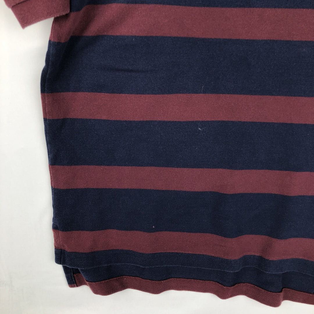 Ralph Lauren POLO GOLF Short Sleeve Striped Polo Shirt Men's Size L cotton burgundy type Vintage Second Hand