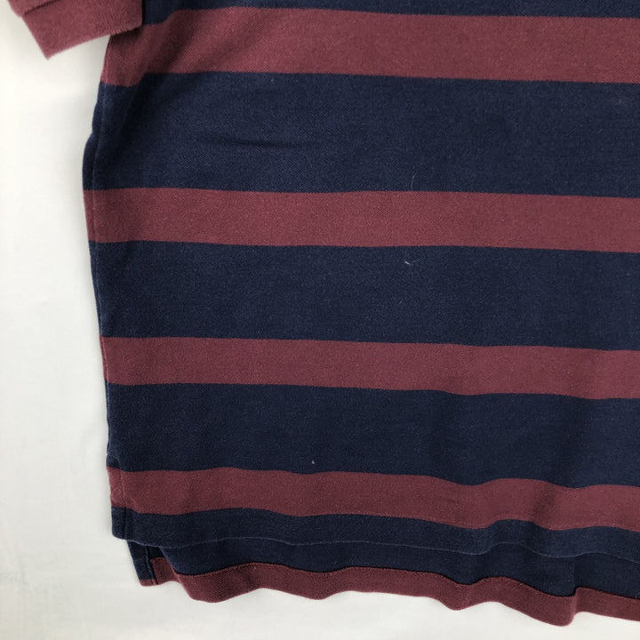 Ralph Lauren POLO GOLF Short Sleeve Striped Polo Shirt Men's Size L cotton burgundy type Vintage Second Hand