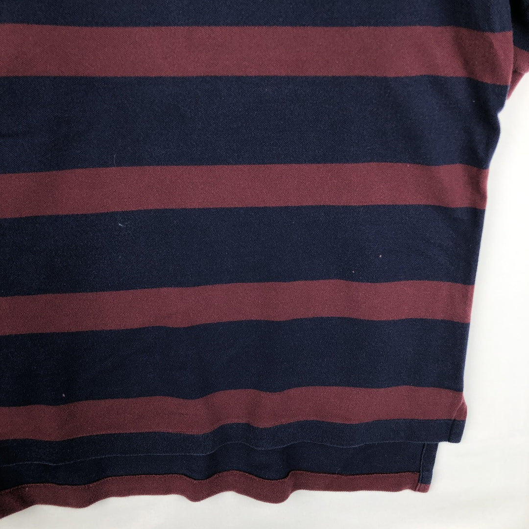 Ralph Lauren POLO GOLF Short Sleeve Striped Polo Shirt Men's Size L cotton burgundy type Vintage Second Hand