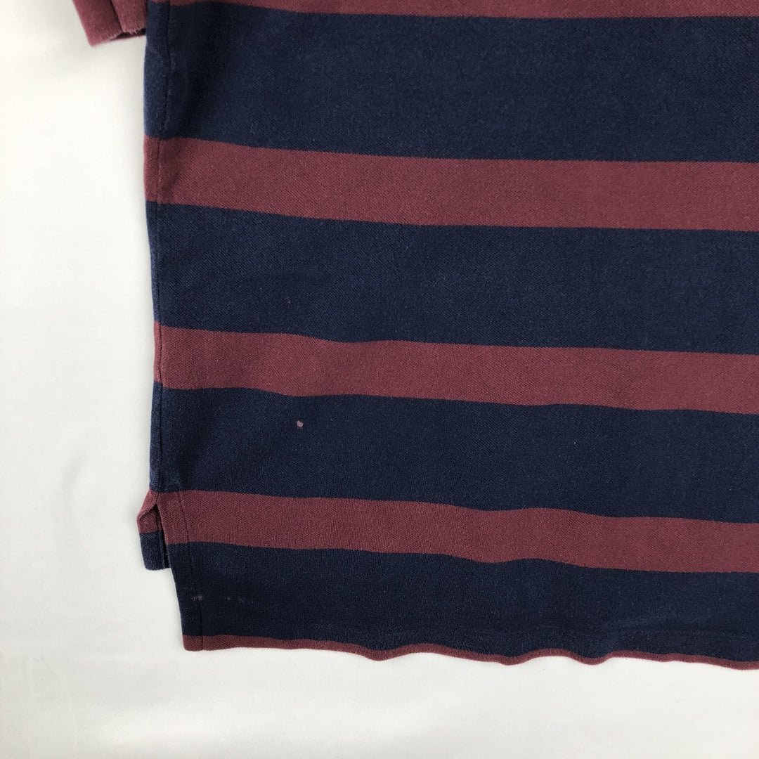 Ralph Lauren POLO GOLF Short Sleeve Striped Polo Shirt Men's Size L cotton burgundy type Vintage Second Hand