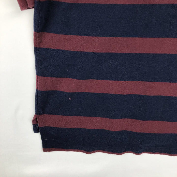 Ralph Lauren POLO GOLF Short Sleeve Striped Polo Shirt Men's Size L cotton burgundy type Vintage Second Hand