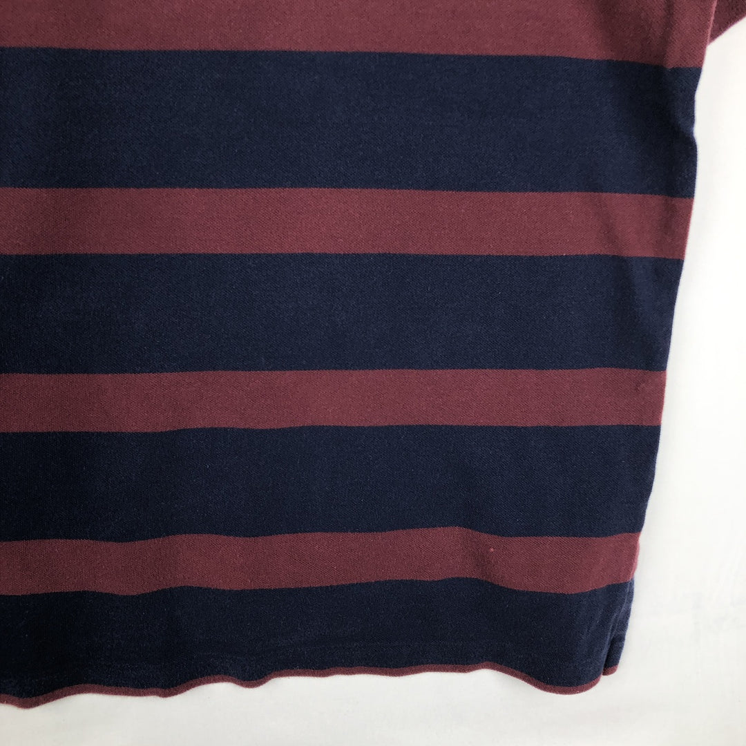 Ralph Lauren POLO GOLF Short Sleeve Striped Polo Shirt Men's Size L cotton burgundy type Vintage Second Hand