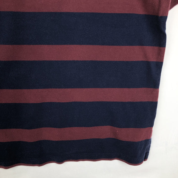 Ralph Lauren POLO GOLF Short Sleeve Striped Polo Shirt Men's Size L cotton burgundy type Vintage Second Hand