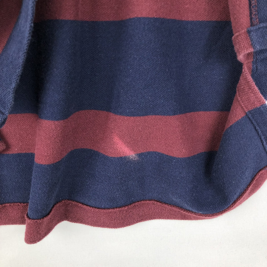 Ralph Lauren POLO GOLF Short Sleeve Striped Polo Shirt Men's Size L cotton burgundy type Vintage Second Hand
