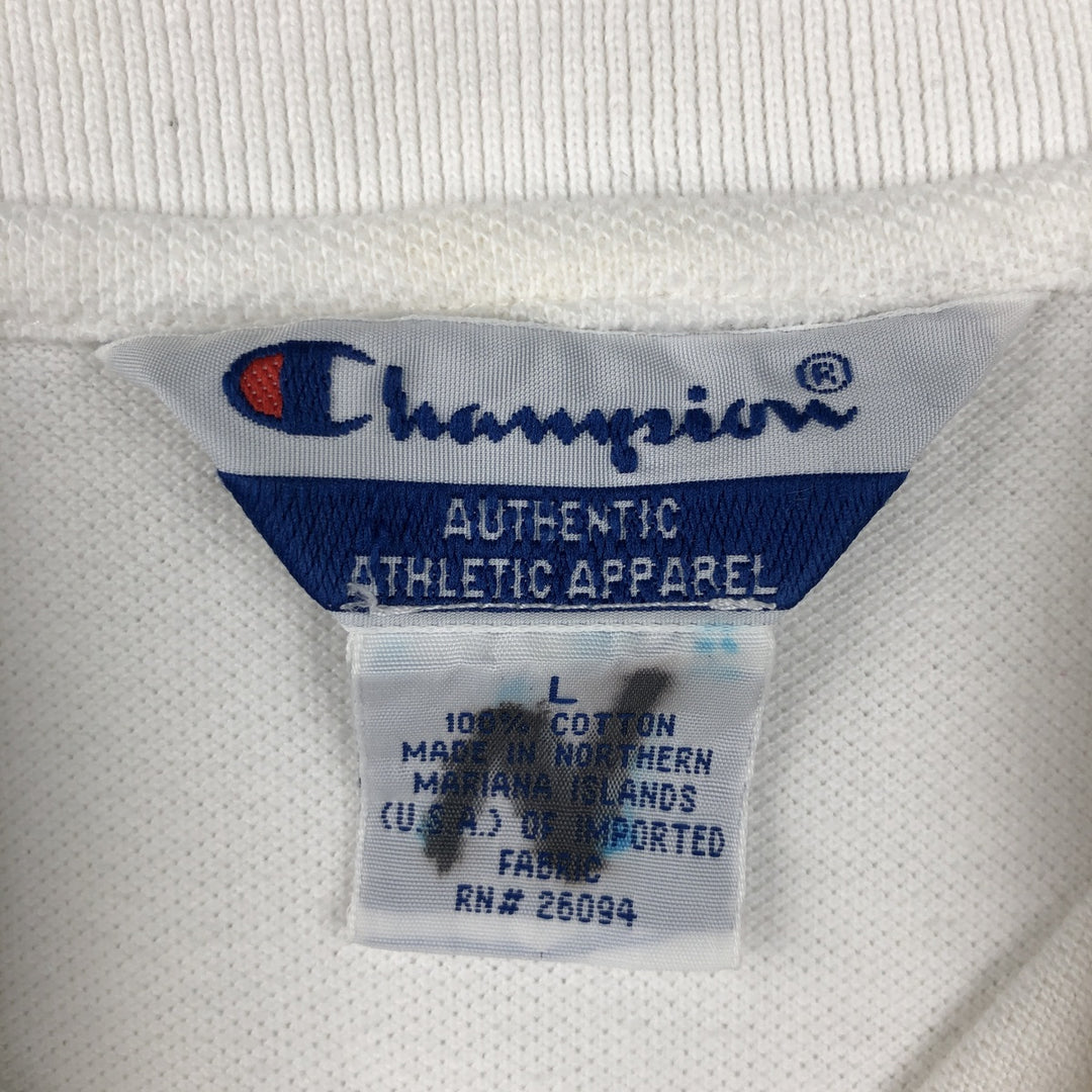 Champion Ohio State College Short-Sleeve Polo Shirt (Men's Size L) cotton white type Vintage Second Hand