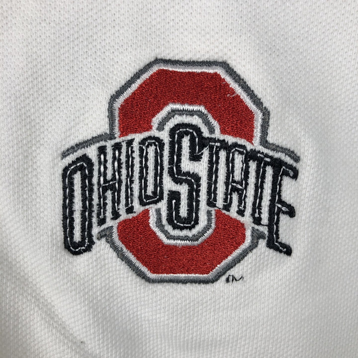 Champion Ohio State College Short-Sleeve Polo Shirt (Men's Size L) cotton white type Vintage Second Hand