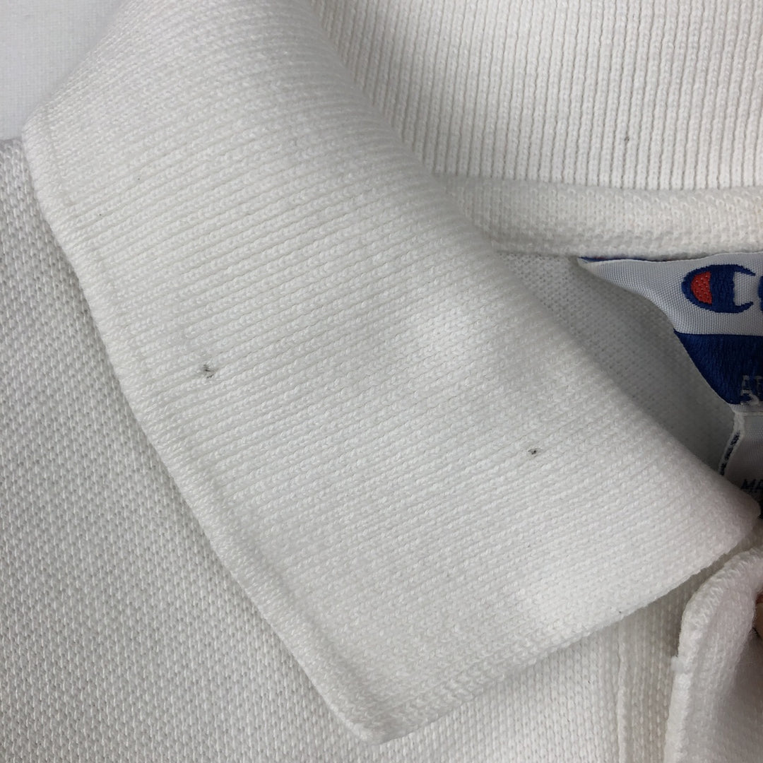 Champion Ohio State College Short-Sleeve Polo Shirt (Men's Size L) cotton white type Vintage Second Hand
