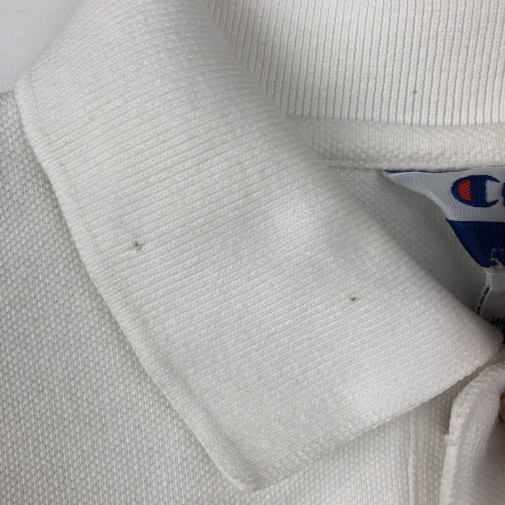 Champion Ohio State College Short-Sleeve Polo Shirt (Men's Size L) cotton white type Vintage Second Hand
