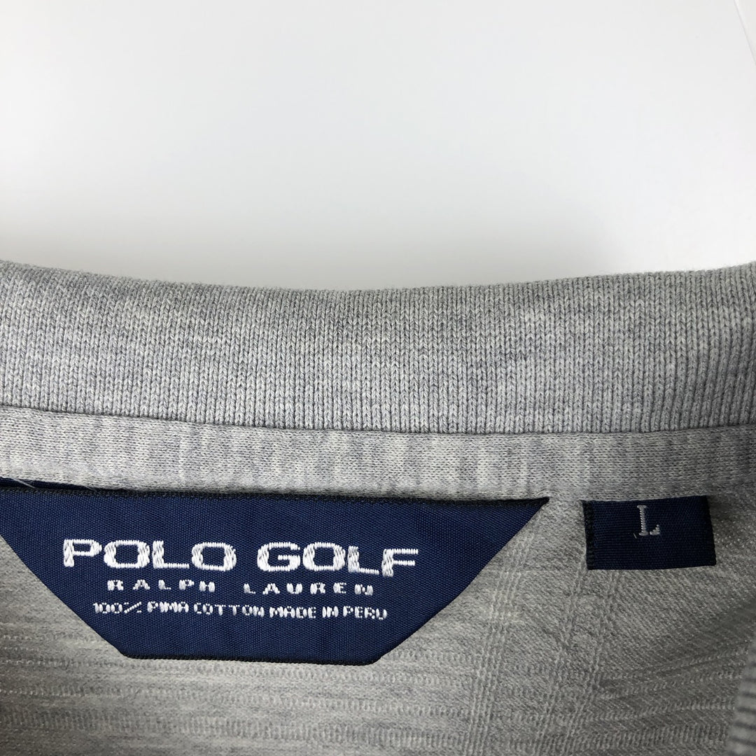 Ralph Lauren POLO GOLF Polo Golf short sleeve check polo shirt men's size L cotton gray type Vintage Second Hand