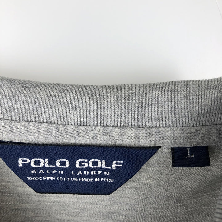Ralph Lauren POLO GOLF Polo Golf short sleeve check polo shirt men's size L cotton gray type Vintage Second Hand