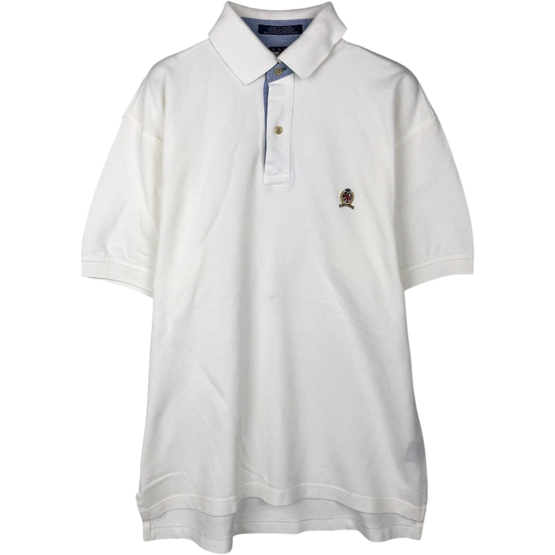 1990'S Tommy Hilfiger short-sleeved polo shirt, men's size S (approx.), vintage. cotton white type Vintage Second Hand