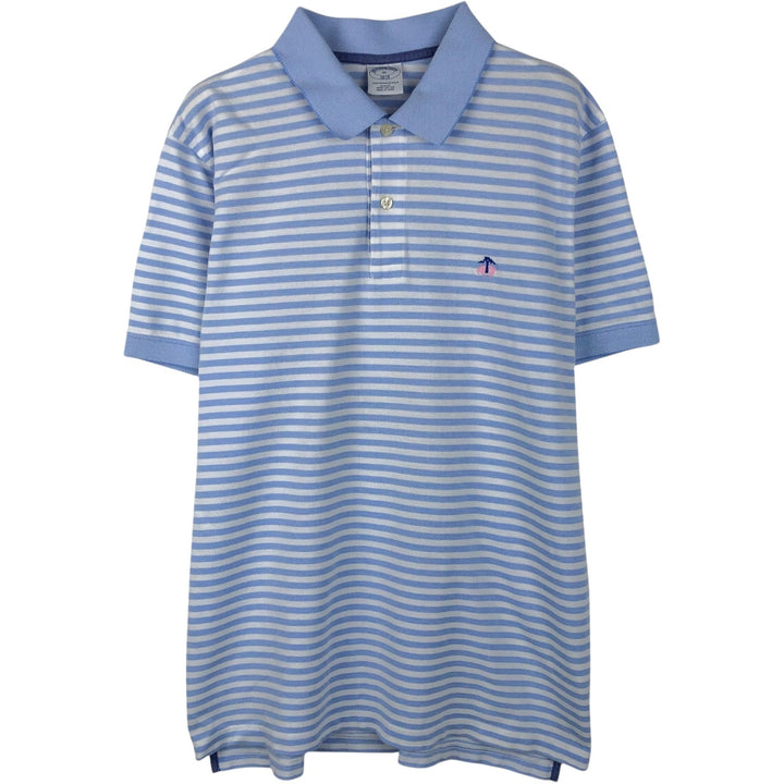 Brooks Brothers ESTABLISHED 1818 SLIM FIT Short-Sleeve Striped Polo Shirt (Men's Size XL) cotton Blue type light blue Vintage Second Hand