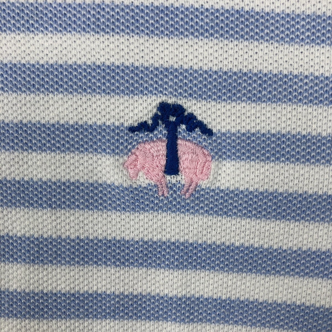 Brooks Brothers ESTABLISHED 1818 SLIM FIT Short-Sleeve Striped Polo Shirt (Men's Size XL) cotton Blue type light blue Vintage Second Hand