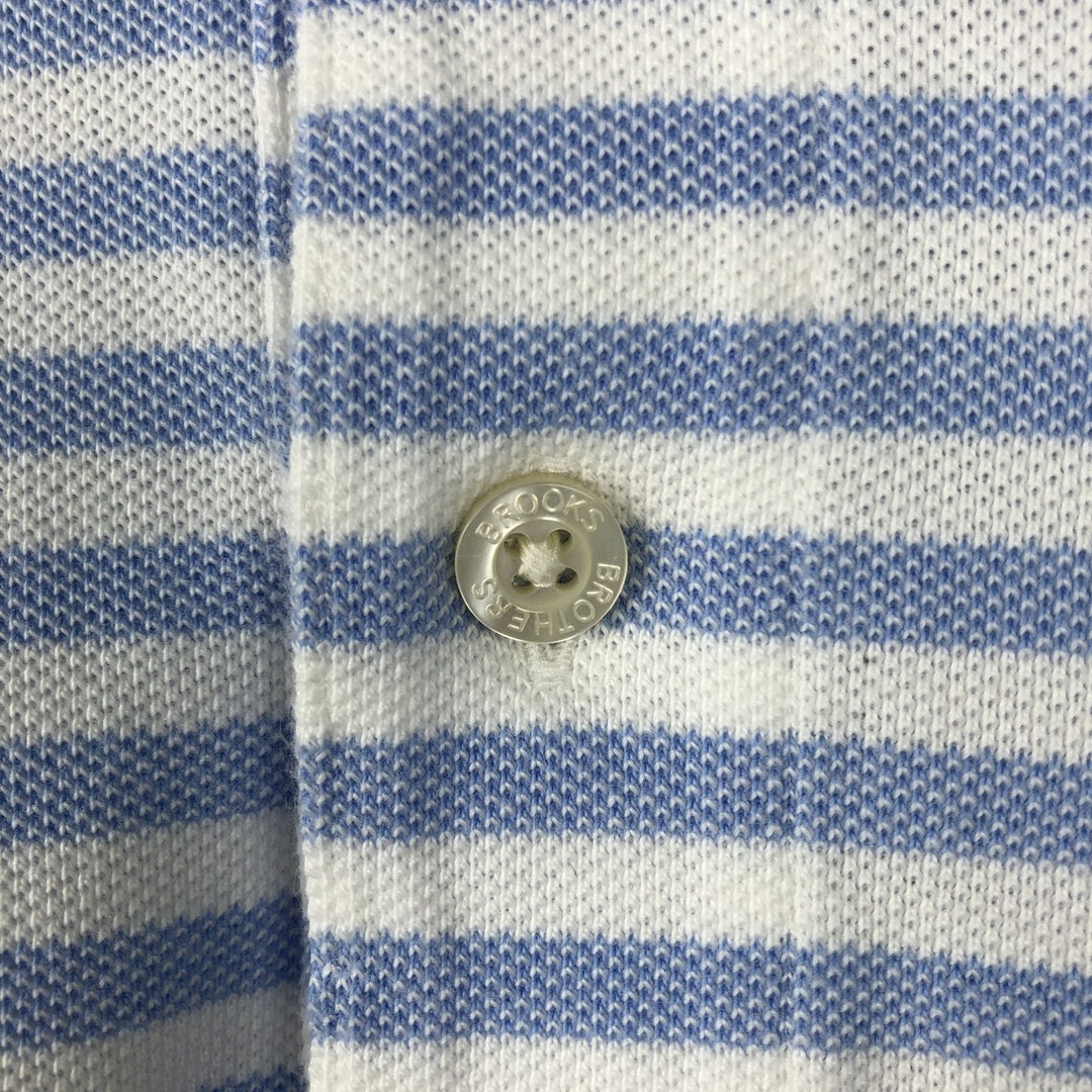 Brooks Brothers ESTABLISHED 1818 SLIM FIT Short-Sleeve Striped Polo Shirt (Men's Size XL) cotton Blue type light blue Vintage Second Hand