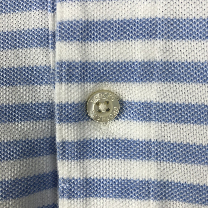 Brooks Brothers ESTABLISHED 1818 SLIM FIT Short-Sleeve Striped Polo Shirt (Men's Size XL) cotton Blue type light blue Vintage Second Hand