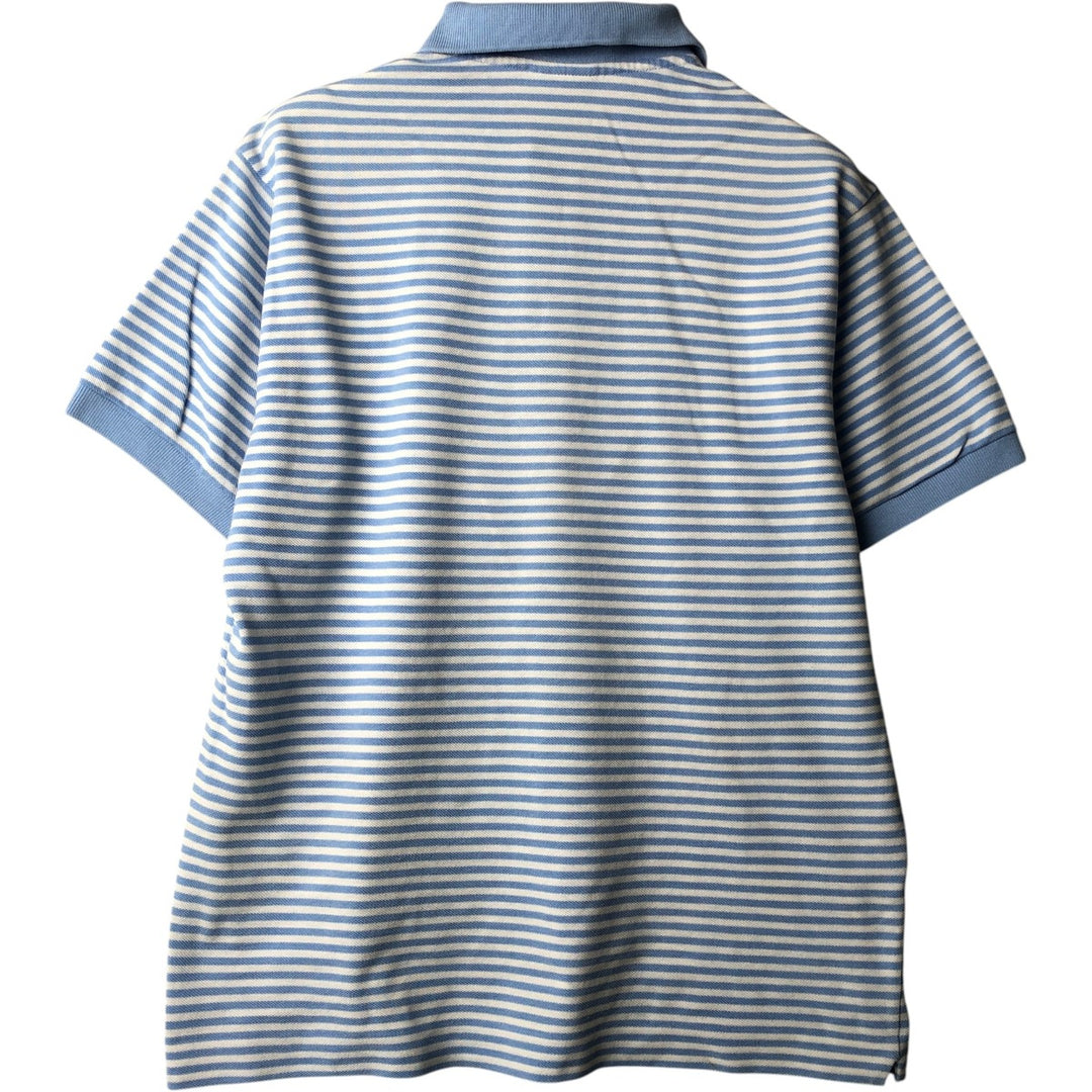 Lacoste (French design) Short-sleeved striped polo shirt, men's size M (approx.) cotton Blue type light blue Vintage Second Hand