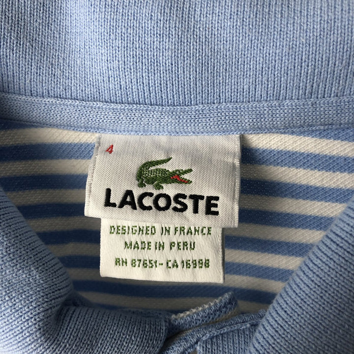 Lacoste (French design) Short-sleeved striped polo shirt, men's size M (approx.) cotton Blue type light blue Vintage Second Hand