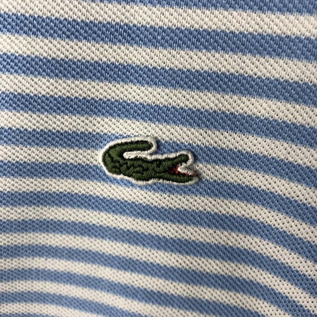 Lacoste (French design) Short-sleeved striped polo shirt, men's size M (approx.) cotton Blue type light blue Vintage Second Hand