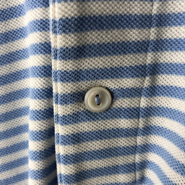 Lacoste (French design) Short-sleeved striped polo shirt, men's size M (approx.) cotton Blue type light blue Vintage Second Hand