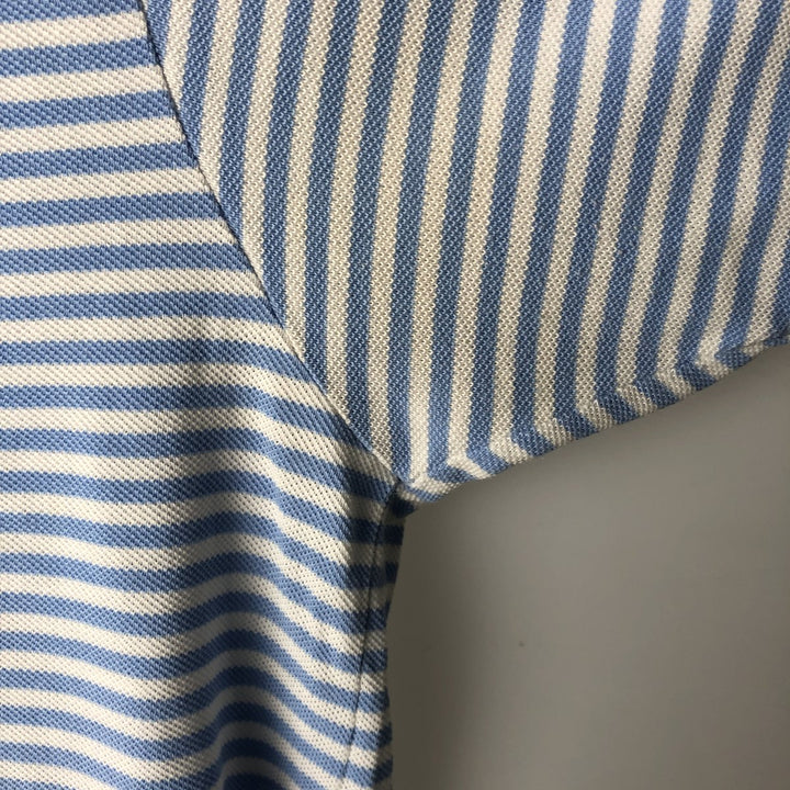 Lacoste (French design) Short-sleeved striped polo shirt, men's size M (approx.) cotton Blue type light blue Vintage Second Hand