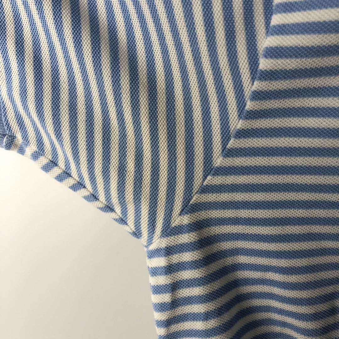Lacoste (French design) Short-sleeved striped polo shirt, men's size M (approx.) cotton Blue type light blue Vintage Second Hand