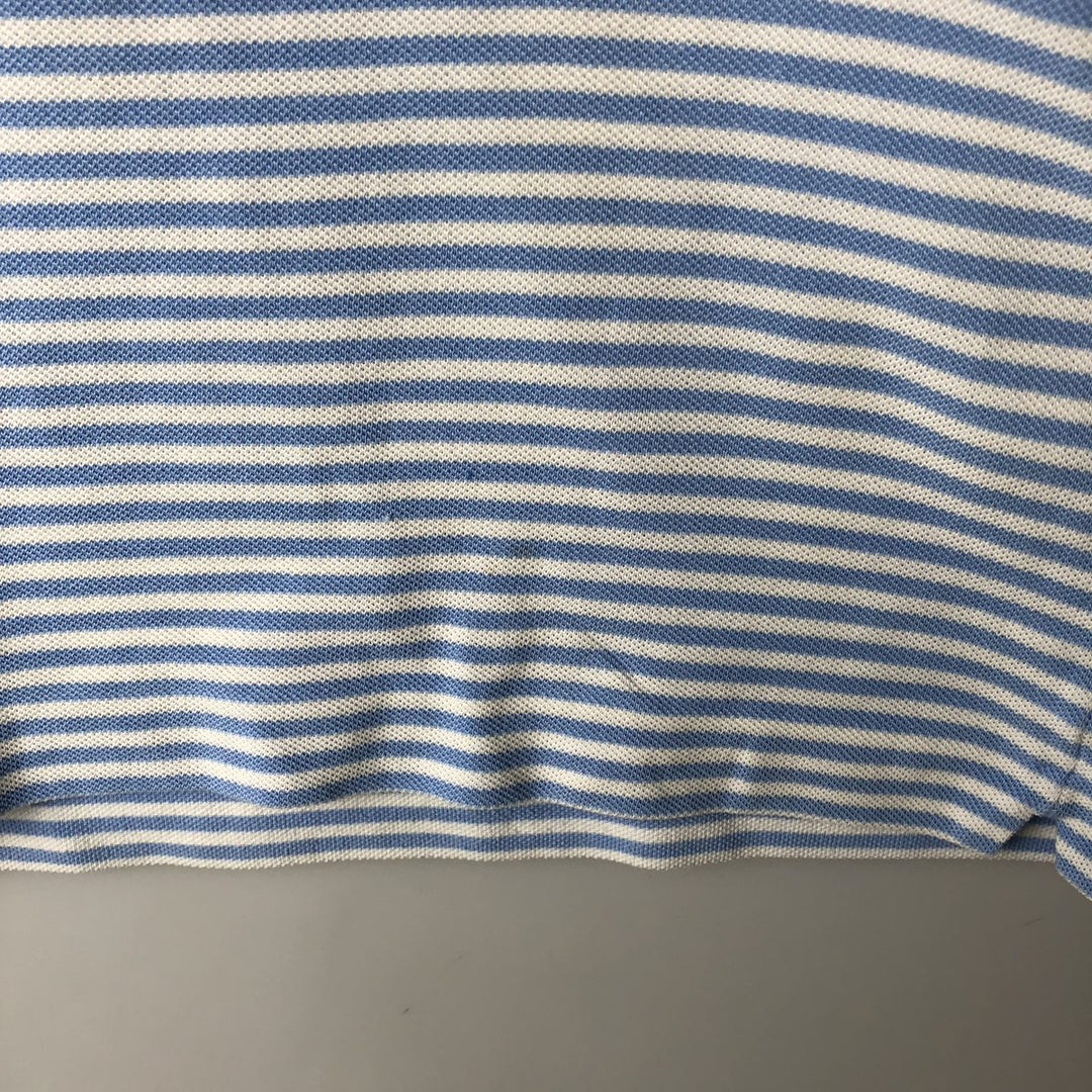 Lacoste (French design) Short-sleeved striped polo shirt, men's size M (approx.) cotton Blue type light blue Vintage Second Hand