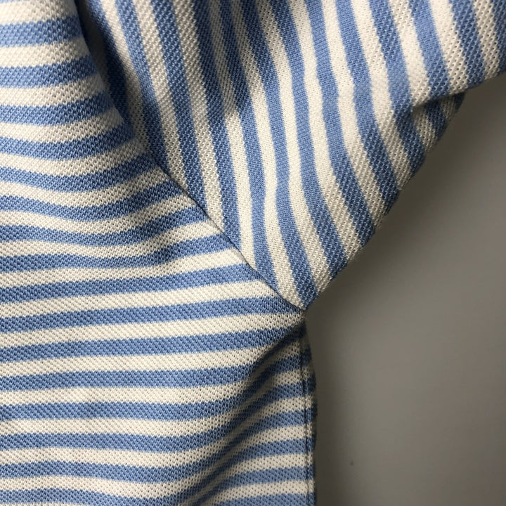 Lacoste (French design) Short-sleeved striped polo shirt, men's size M (approx.) cotton Blue type light blue Vintage Second Hand
