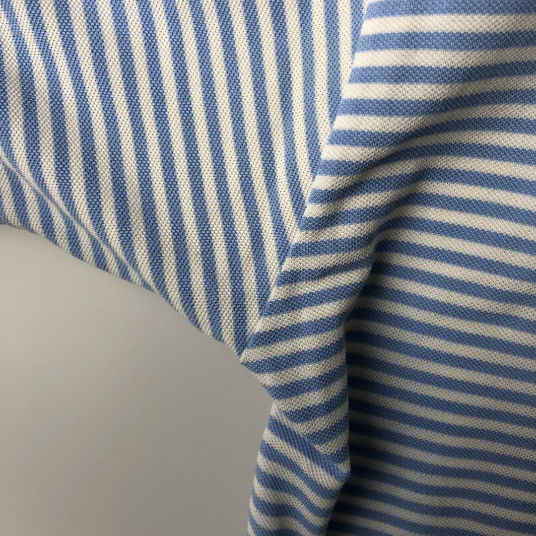 Lacoste (French design) Short-sleeved striped polo shirt, men's size M (approx.) cotton Blue type light blue Vintage Second Hand