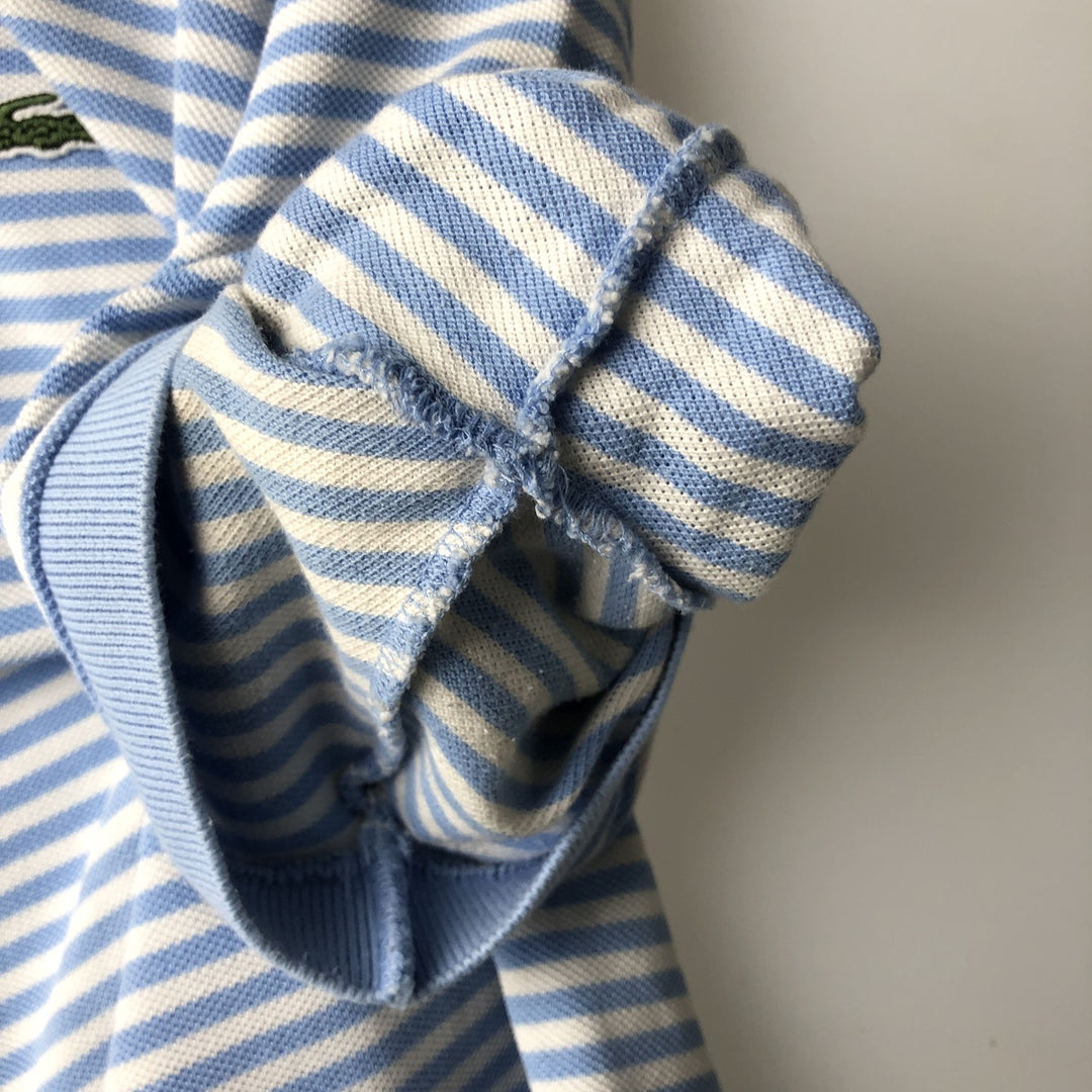 Lacoste (French design) Short-sleeved striped polo shirt, men's size M (approx.) cotton Blue type light blue Vintage Second Hand