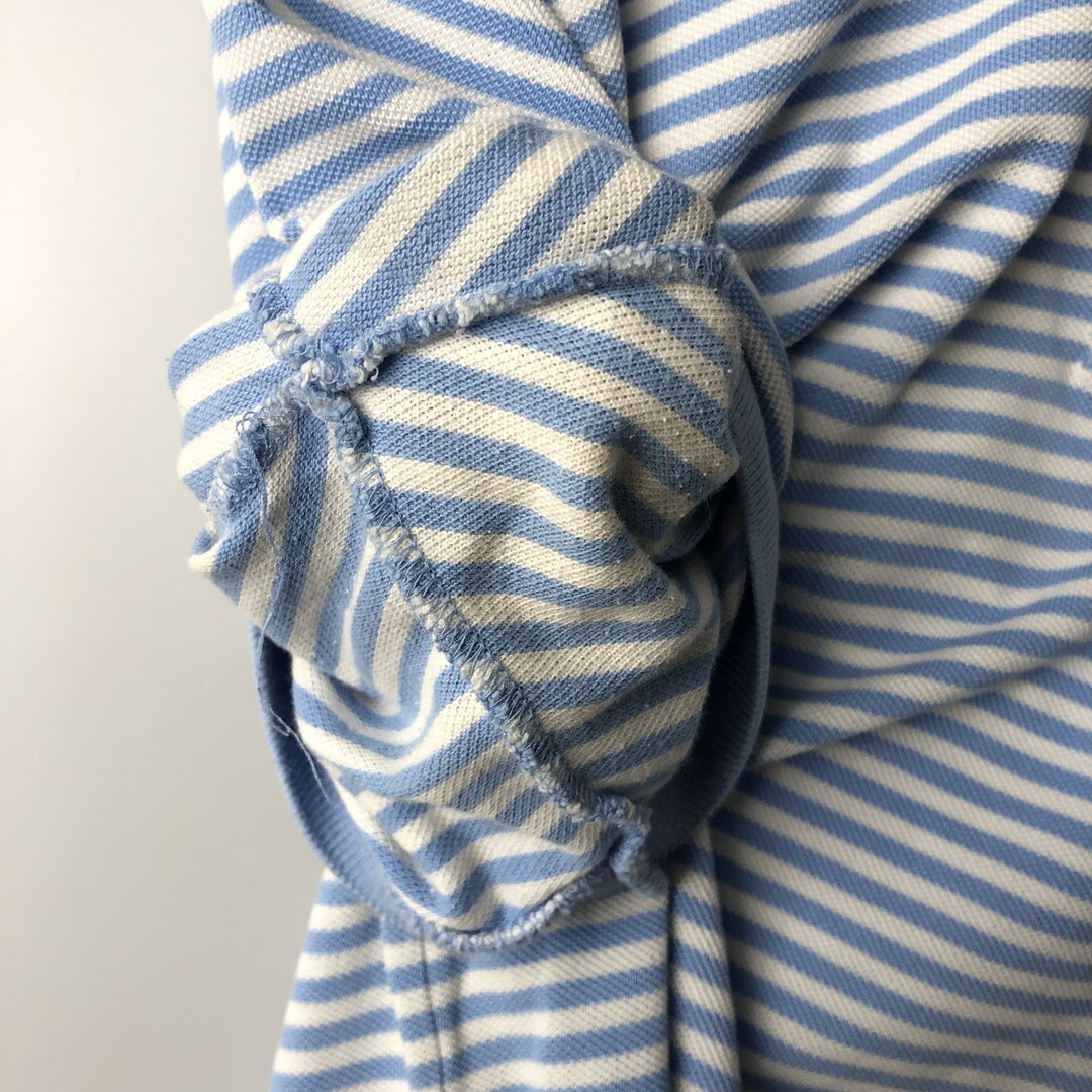 Lacoste (French design) Short-sleeved striped polo shirt, men's size M (approx.) cotton Blue type light blue Vintage Second Hand