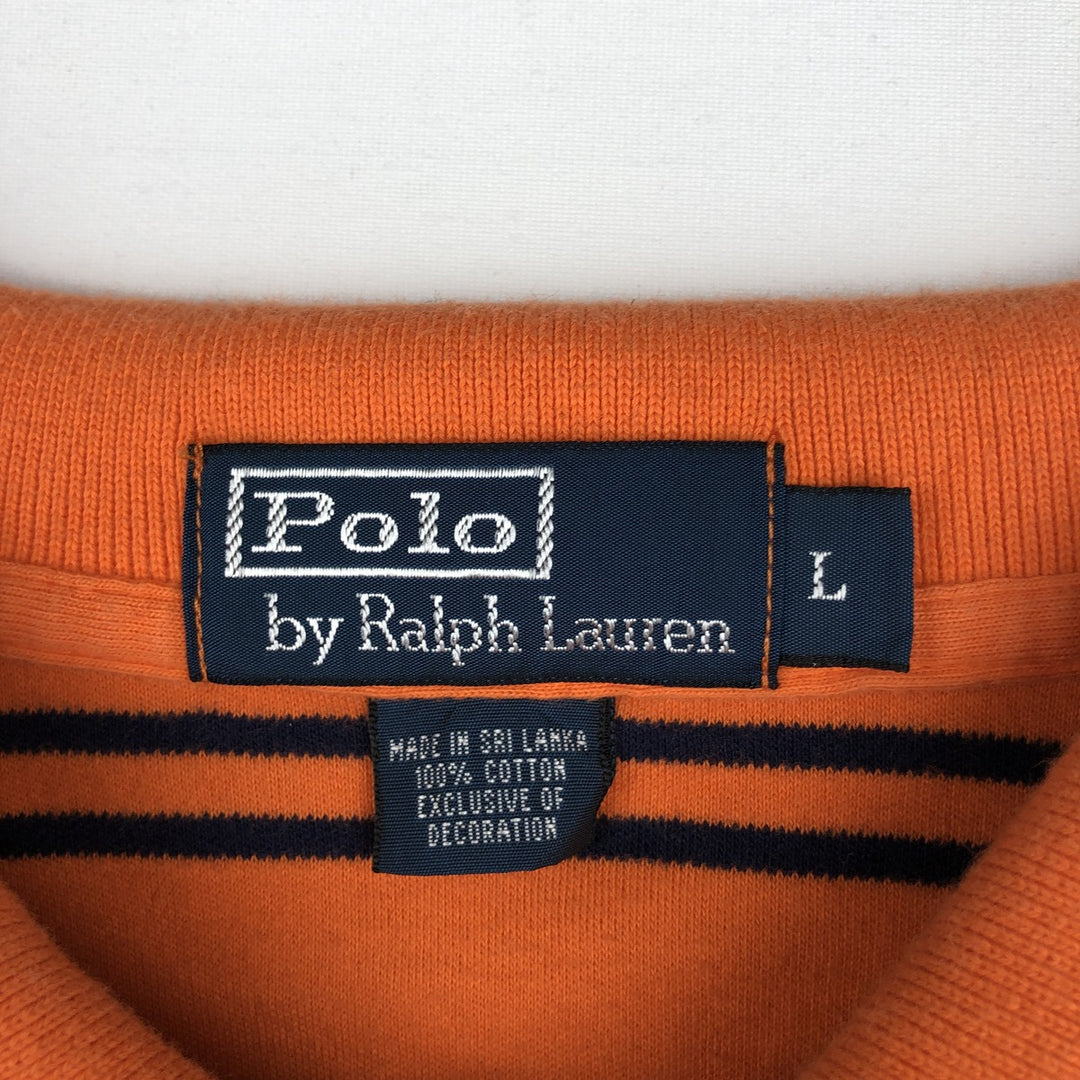 Ralph Lauren POLO by Ralph Lauren short sleeve striped polo shirt, men's size L cotton orange type Vintage Second Hand