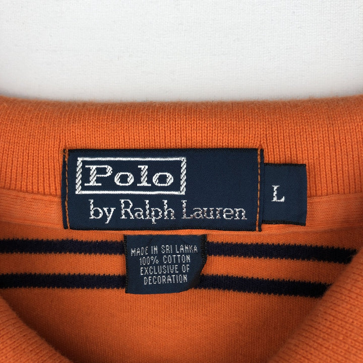 Ralph Lauren POLO by Ralph Lauren short sleeve striped polo shirt, men's size L cotton orange type Vintage Second Hand
