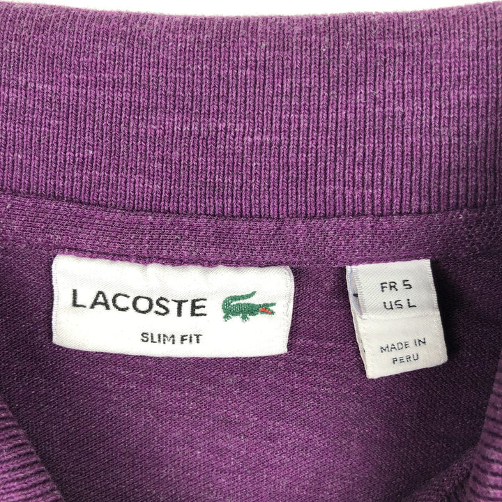 Lacoste LACOSTE SLIM FIT short sleeve polo shirt, men's size L cotton purple type Vintage Second Hand