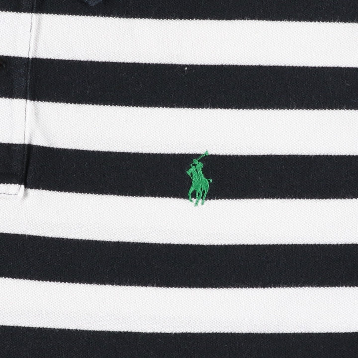 Ralph Lauren POLO by Ralph Lauren short sleeve striped polo shirt, men's XL size cotton black type Vintage Second Hand