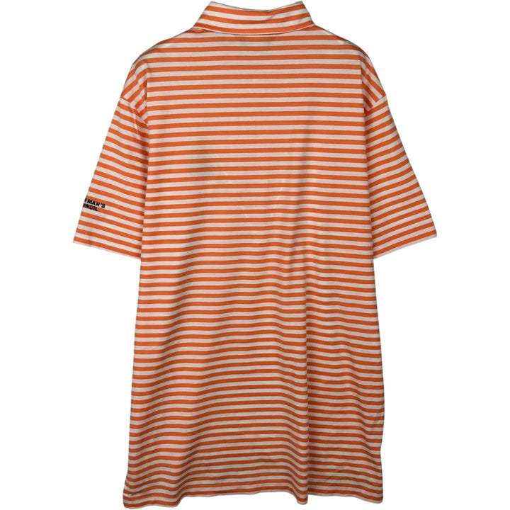 Ralph Lauren POLO GOLF Short Sleeve Striped Polo Shirt Men's Size L Pima Cotton orange type Vintage Second Hand