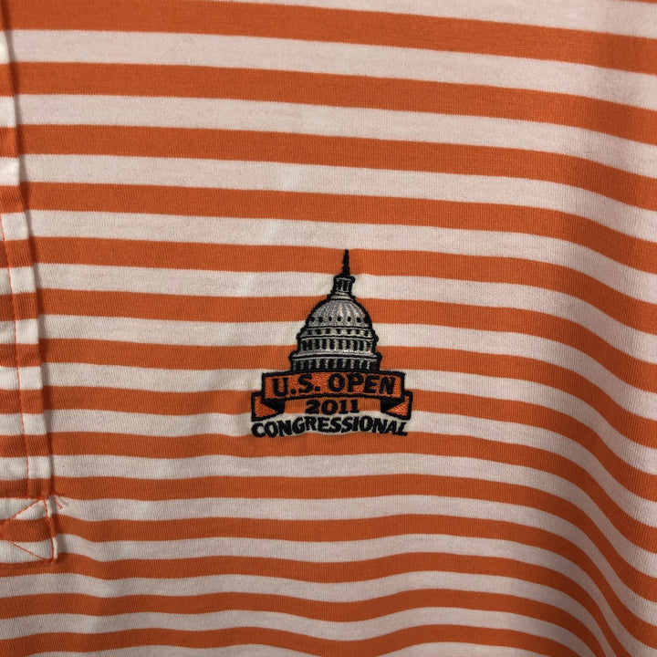 Ralph Lauren POLO GOLF Short Sleeve Striped Polo Shirt Men's Size L Pima Cotton orange type Vintage Second Hand