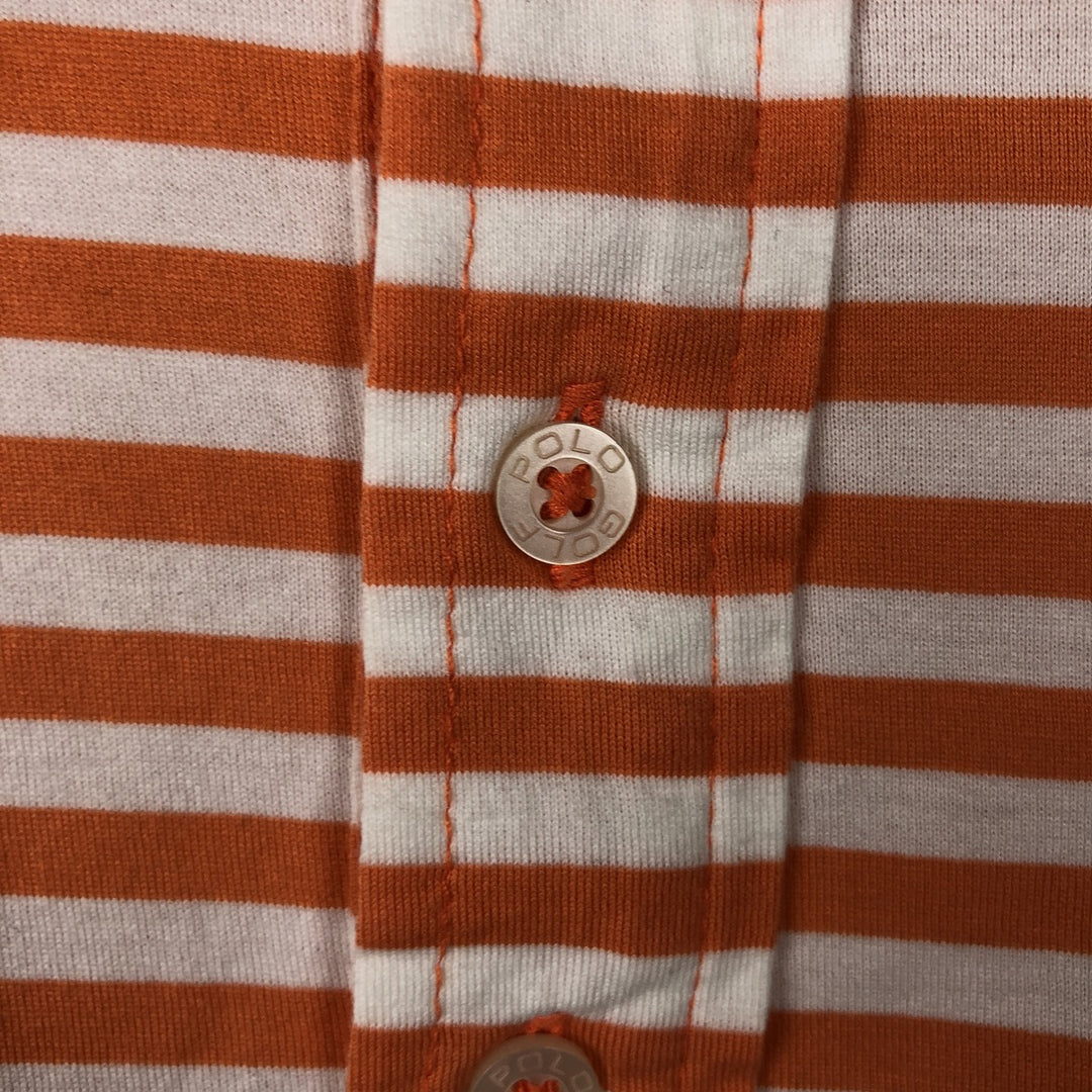 Ralph Lauren POLO GOLF Short Sleeve Striped Polo Shirt Men's Size L Pima Cotton orange type Vintage Second Hand