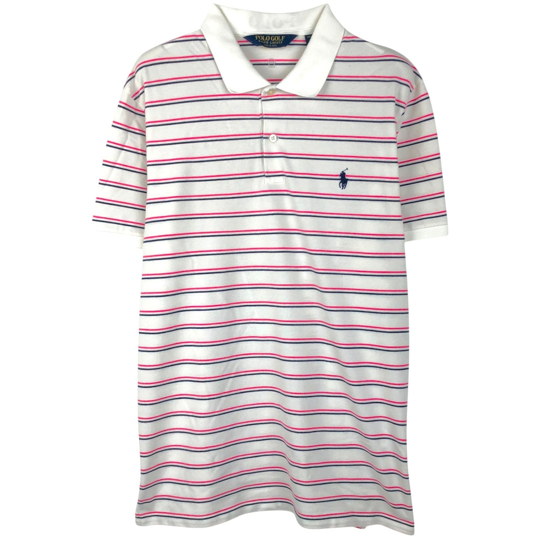 Ralph Lauren POLO GOLF short-sleeved striped polo shirt, men's size L (approx.), vintage. cotton white type Vintage Second Hand