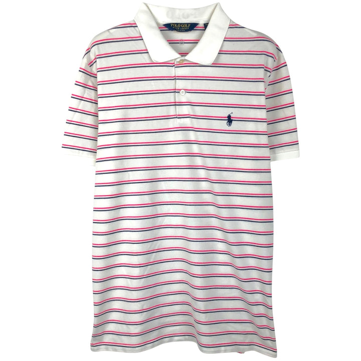 Ralph Lauren POLO GOLF short-sleeved striped polo shirt, men's size L (approx.), vintage. cotton white type Vintage Second Hand